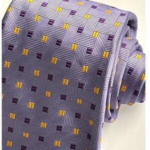 Barneys New York Tie 60" Purple Basketweave Jacquard Silk Professional Luxury